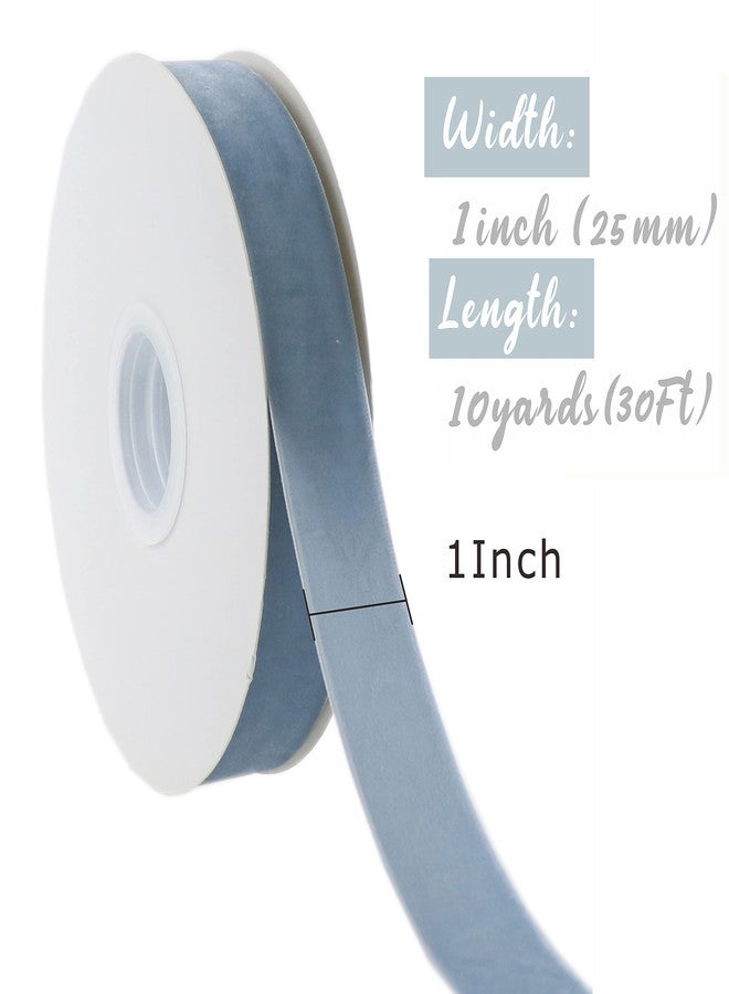 DINDOSAL Dusty Blue Velvet Ribbon 1 Inch Vintage Blue Single Face Velvet Christmas Ribbon for Tree Decorations, Gift Wrapping, Hair Bows, Wreaths and Garlands, Wedding, Cafts, Bouquet - 10 Yards - Image 2